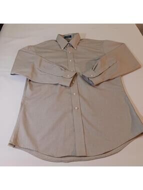 Stafford Shirt Men Gray Button-Down Collar Shirt Wrinkle Free Size 16 1/2 (33)